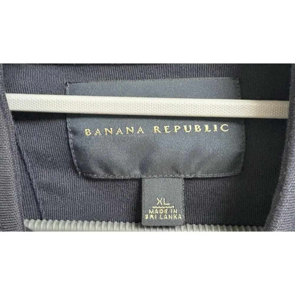 Banana Republic Men’s Navy Full Zip Jacket Size XL 100% Cotton Mock Neck‎ Fall